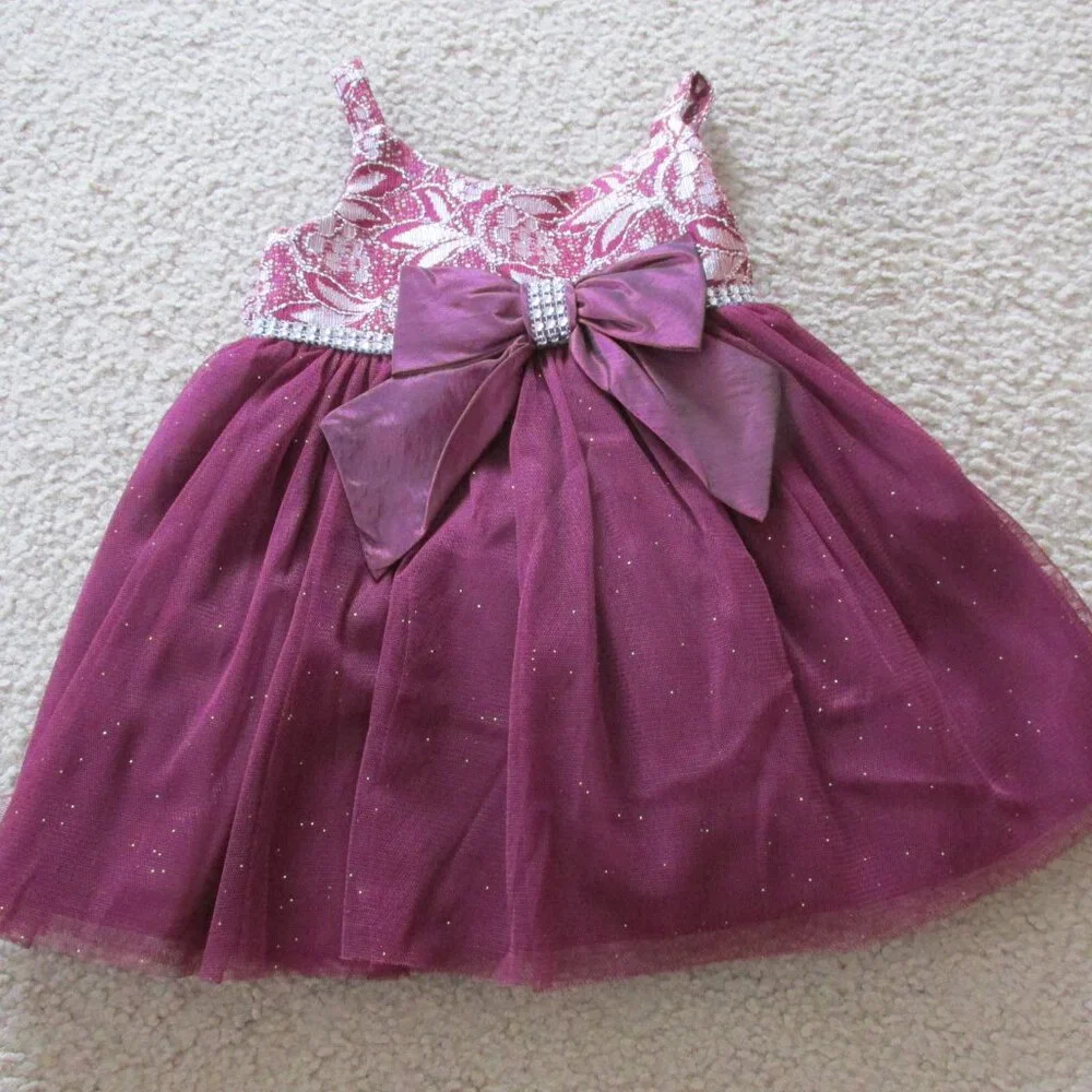 Sweet Heart‎ Rose 2 Pc Dress Cardigan Sweater Girls 12M Purple Sleeveless Tulle